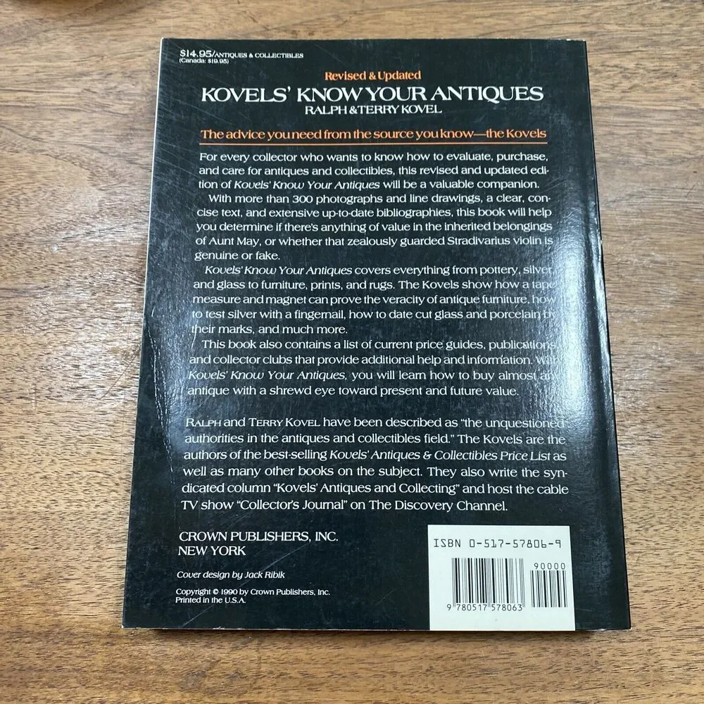 Kovels' Know Your Antiques by Ralph & Terry Kovel 1990 Soft Cover Paperback Book